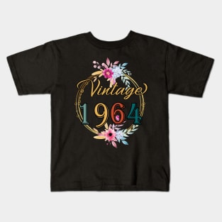 60 Years Old Gifts Vintage 1964 Floral 60th Birthday Party Kids T-Shirt